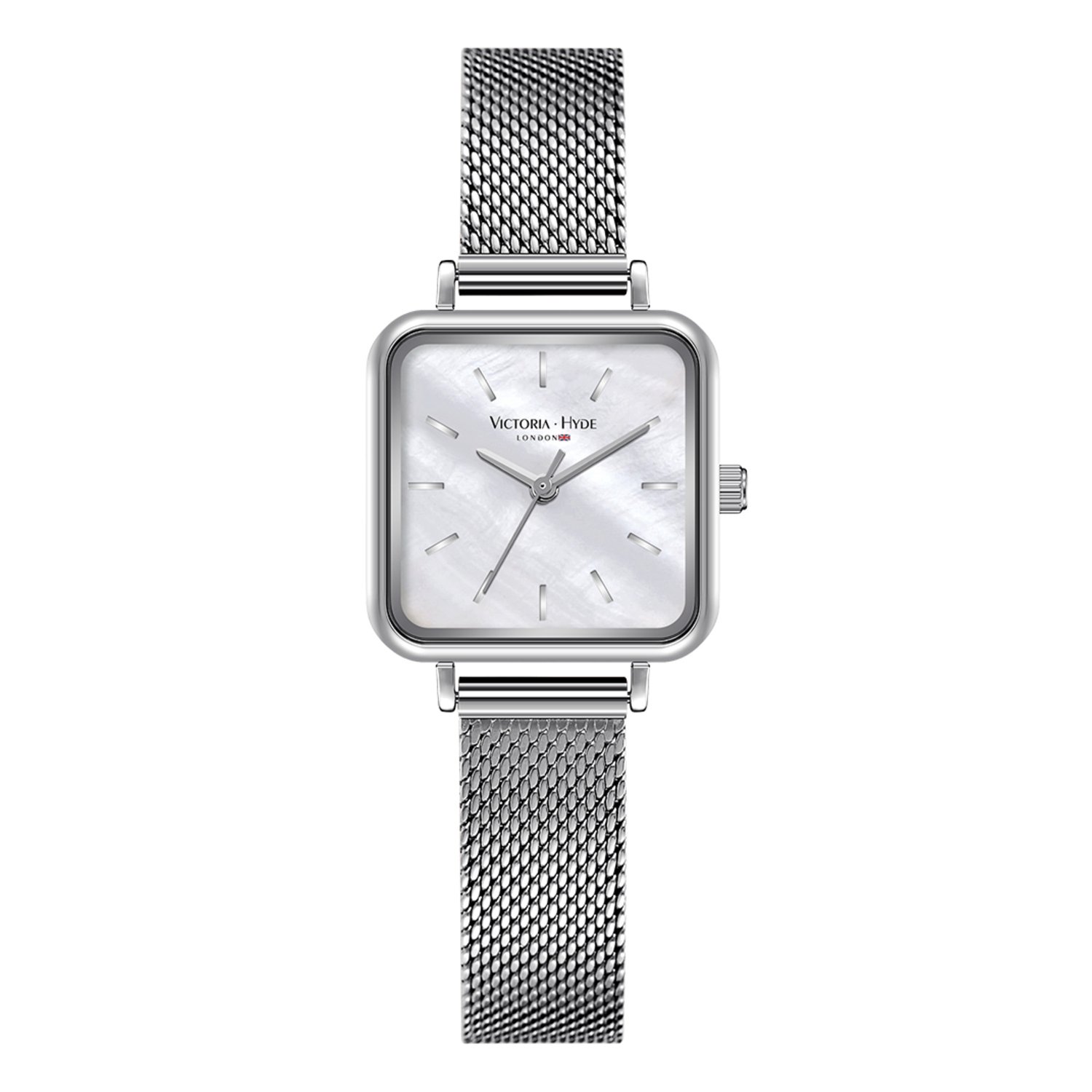 Victoria Hyde "Callisto" - Dameshorloge - Elegante Horloge - Witte Wijzerplaat - 25mm - Schakelband - mesh band - Cadeau Voor Vrouw - Horloges voor Vrouwen & Meisjes - zilver