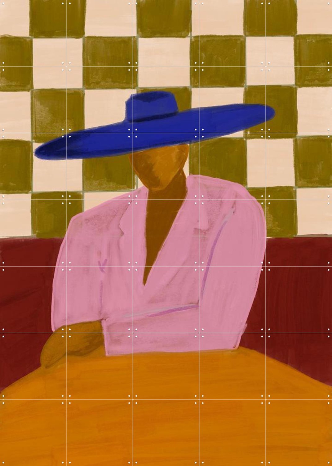 IXXI Blue Hat Chic, Various - 100 x 140 cm - Grote wanddecoratie en posters - Modern, Abstract, Kleurrijk, Pop art, Speels, Minimalisme, Geometrische Roze