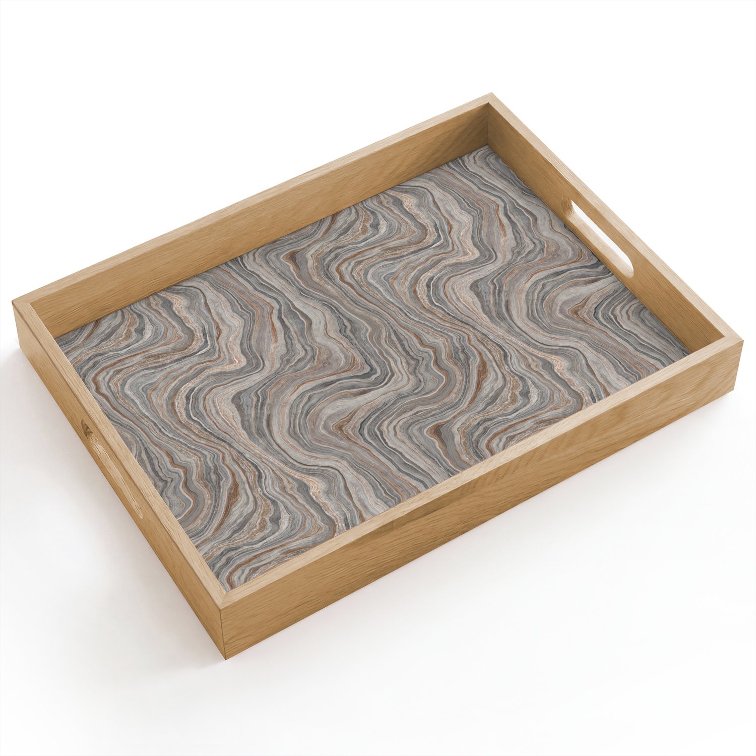 Dienblad hout 40x30 cm - Schootdienblad - Patroon - Textuur - Grijs - Borrelplank rechthoek - Plateau dienbladen