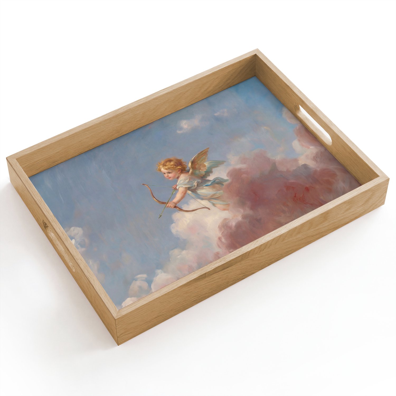 Dienblad hout 40x30 cm - Schootdienblad - Engel - Pijl en boog - Mythologie - Klassiek - Borrelplank rechthoek - Plateau dienbladen