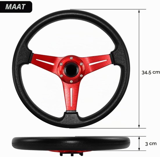 Racing Stuurwiel - Rood - 13.6 inch - Vinyl Leer met Aluminiumlegering - Voor Auto Simulatie en Motorsport — afbeelding 2