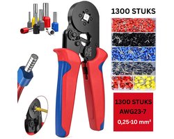 Adereindhulstang - Krimptang set - Kabelschoentang - Rood met Blauw