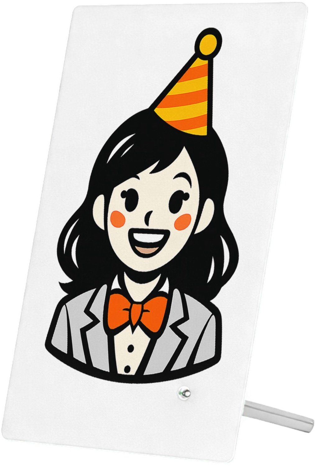 Mr Cadeautjes Glasframe 11 x 16 - design Vrolijke, nette cartoonfiguur met feestelijke accessoire en | cadeau Wit