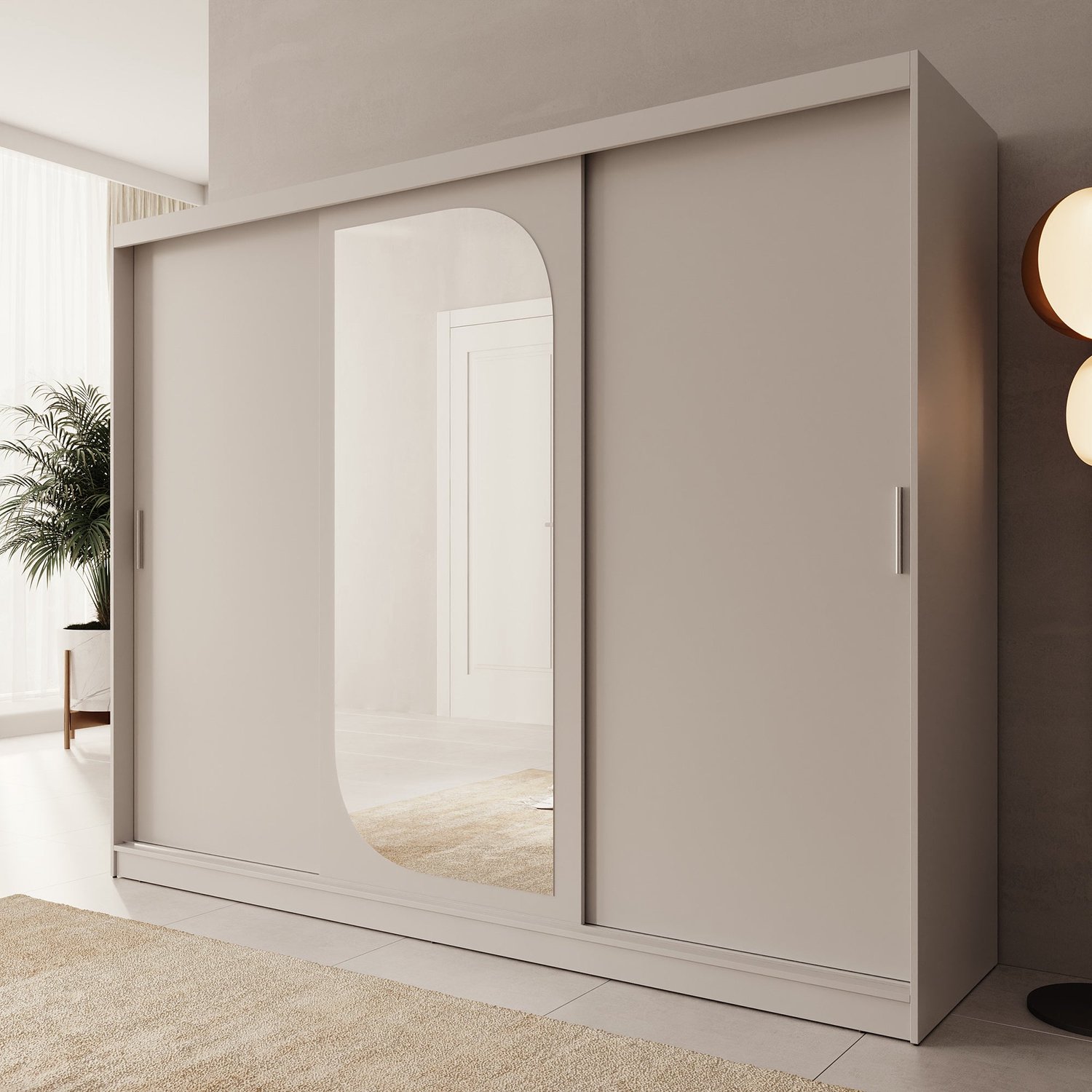 MEUBELLA Lava - Kledingkast 3 schuifdeuren - Beige - 250x62x200 cm