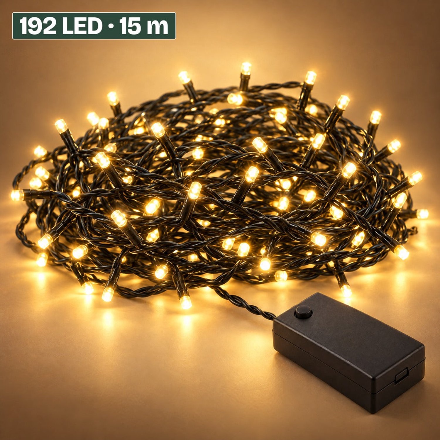 Levano Kerstverlichting Warm Wit 192 LED 15 m - Lichtsnoer voor Binnen en Buiten - Kerstlampjes op Batterij - Kerstboomverlichting - Kerstversiering - Lichtslinger - Kerstlichtjes - LED Lampjes - Lichtjes Slinger op Batterijen - Lichtketting