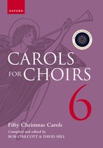 Paarse boekomslag Carols for Choirs 6 met illustratie van een engel die een trompet blaast.