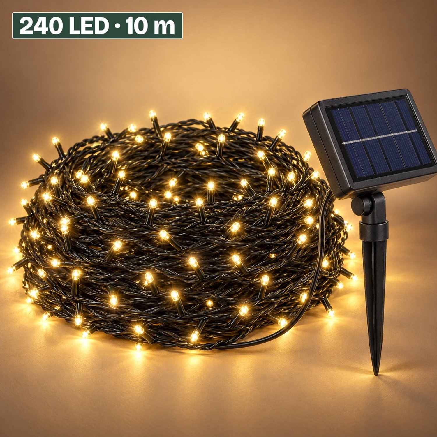 Levano Kerstverlichting Buiten 240 LED 10,5 m Warm Wit - Kerstboomverlichting - Kerstlampjes - Tuinverlichting op Zonne-energie - Lichtsnoer - Buitenverlichting - LED Verlichting - Lichtslinger - Solar Verlichting - Terrasverlichting