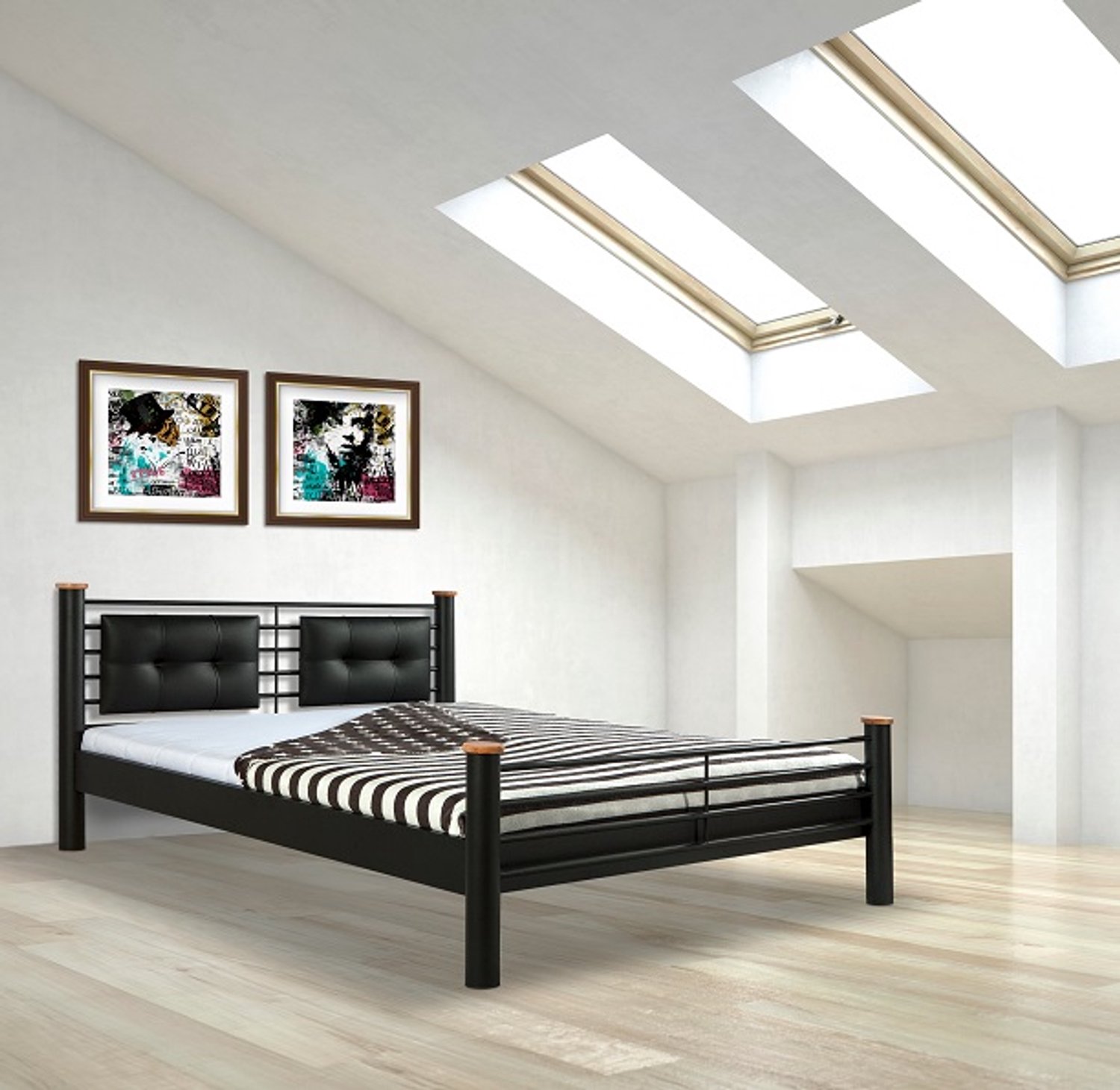 Bed Box Wonen Luna metalen bed Zwart 160x200 cm