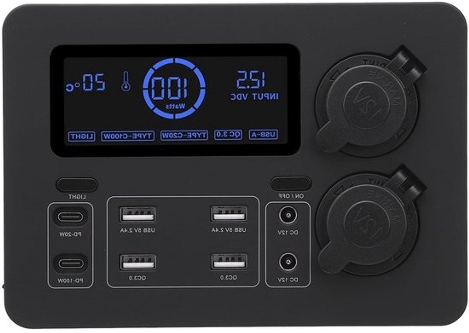 Draagbare Power Station - Compacte Power Box - Stroom voor buitenactiviteiten - LCD-display met USB C - 100 Watt - Zwart