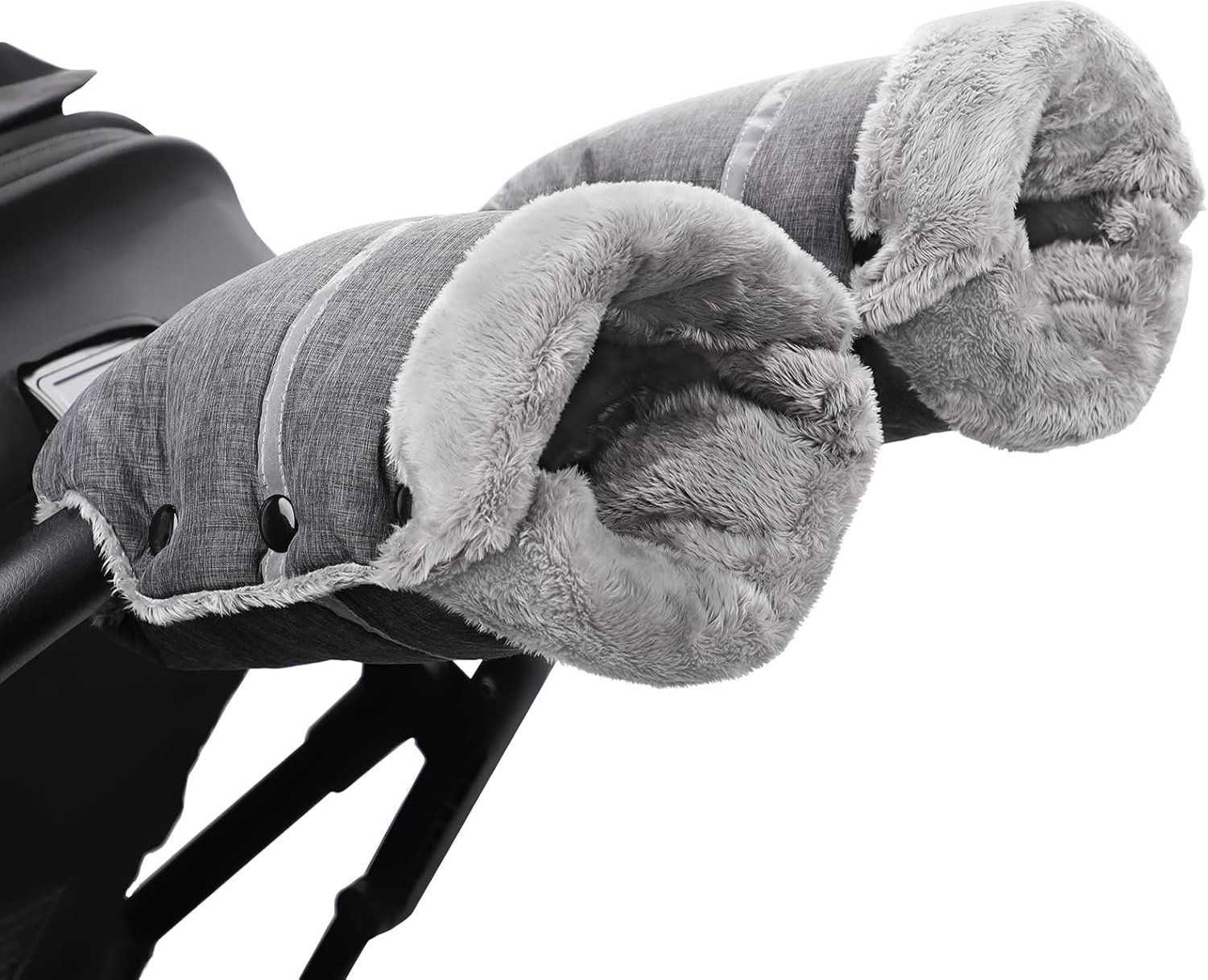 Warme handschoenen voor de kinderwagen, waterafstotende beschermhandschoenen. Zachte en warme binnenlaag, waterafstotende buitenlaag; universele maat; eenvoudig te bevestigen aan diverse kinderwagens in de winter.