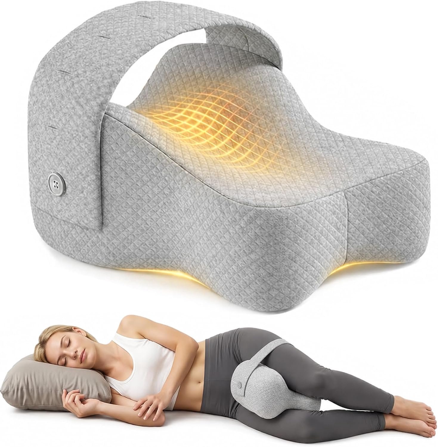 KZQ Kniekussen Voor in Bed - Zijslaapkussen - Beenkussen - Schootkussen - 35 x 25 x 15 cm - Orthopedisch kniekussen speciaal voor zijslapers - Grijs