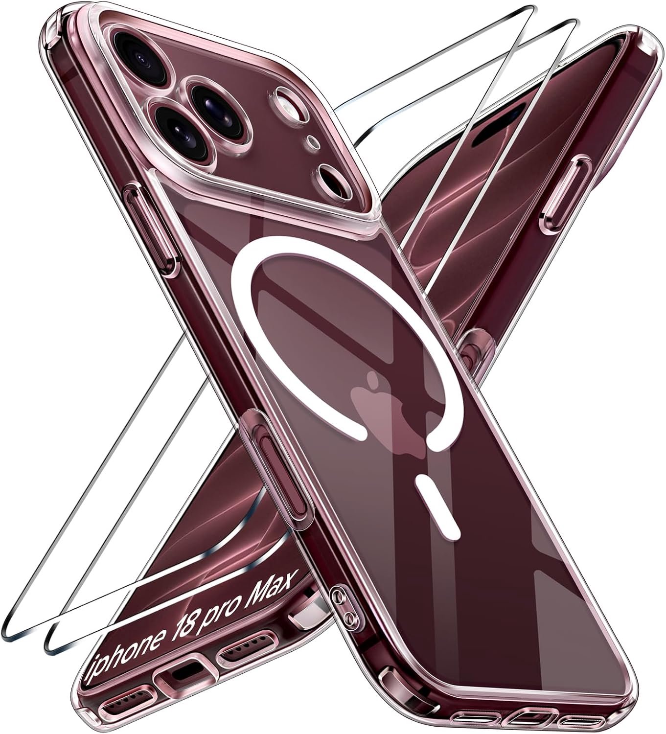 Zandarix Hoesje Geschikt voor Apple iPhone 18 Pro Max - Back Cover Hoesje - Geschikt voor Mag - Polycarbonaat - 2 Screenprotector - Militaire Bescherming - Transparante Bumper - Clear