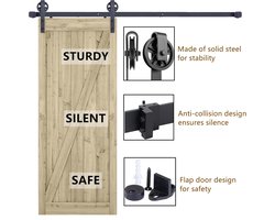 Sliding Door Set for Barn Door, Barn Door Set, Industrial Set for Indoor Sliding Doors, with Wheels and Rail (200cm)