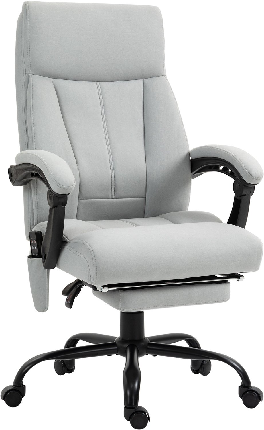 Clruro Bureaustoel - 65x74x111-119 cm - Massage - Voetensteun - Microvezel - Lichtgrijs Clruro