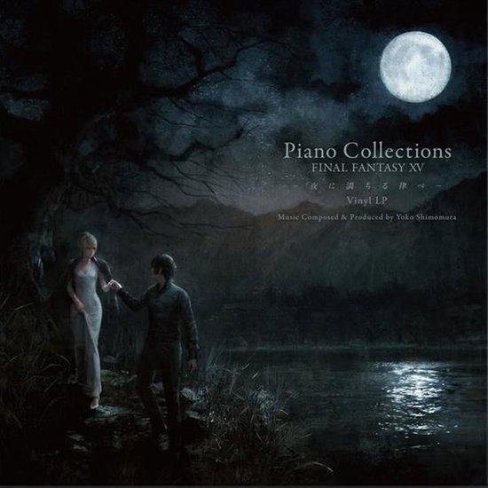 Vinylhoes Piano Collections FINAL FANTASY XV met een koppel bij een meer onder een volle maan.