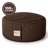 Bruin Ryce meditatiekussen van 100% katoen met logo-etiket.