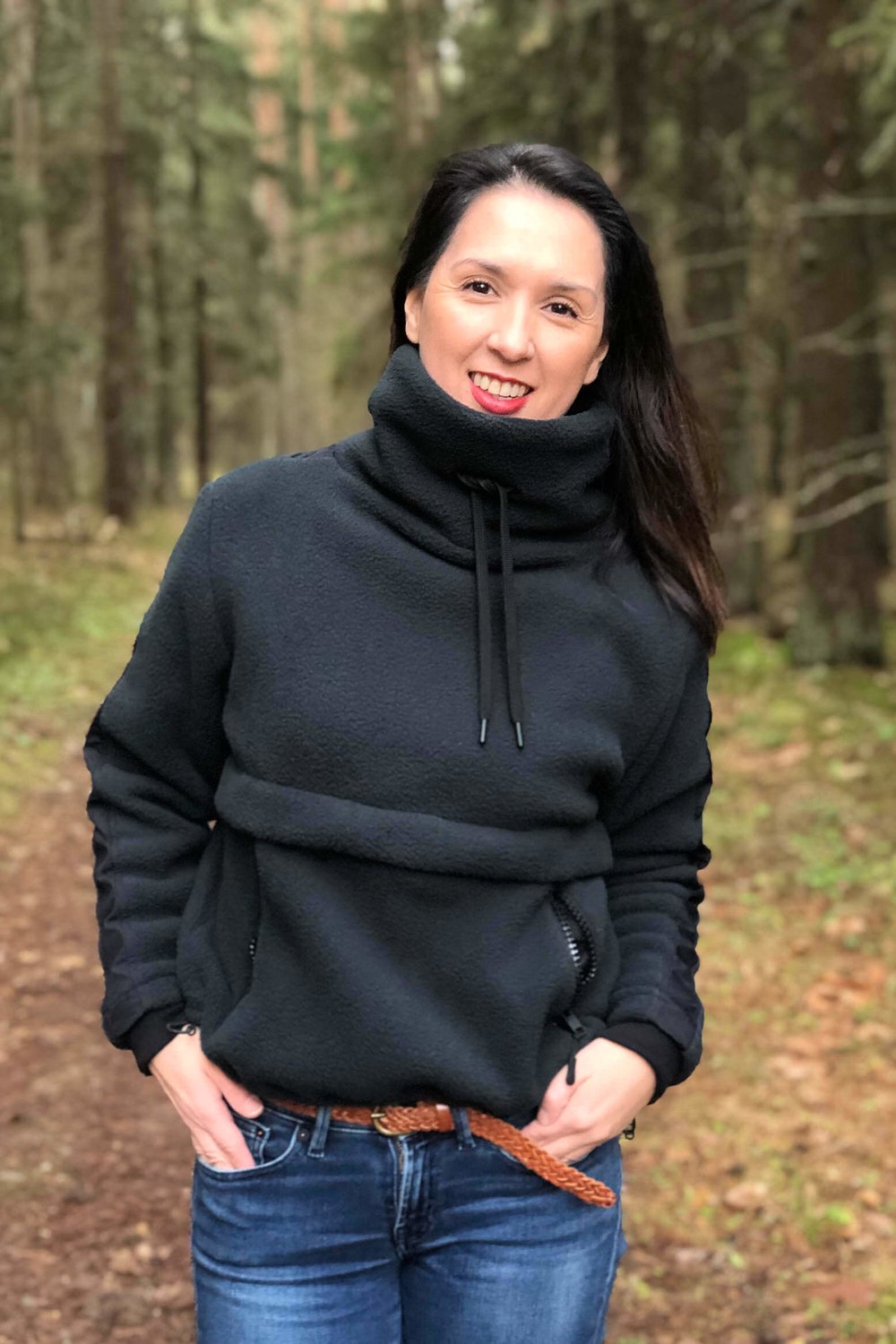 REVIVE Maja Sweater Dames Fleece 3 Zakken met Rits Forest Groen