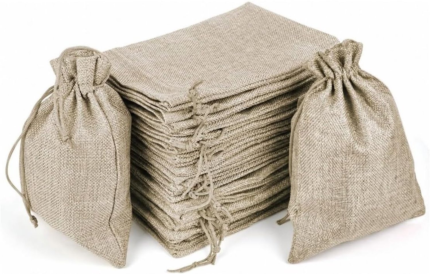 KZQ 30 Stuks Zakje met trekkoord – Jute Zakjes – Geschikt voor kleine cadeautjes, bedankjes en snoep – 15 x 20 cm – Natuurlijke kleur