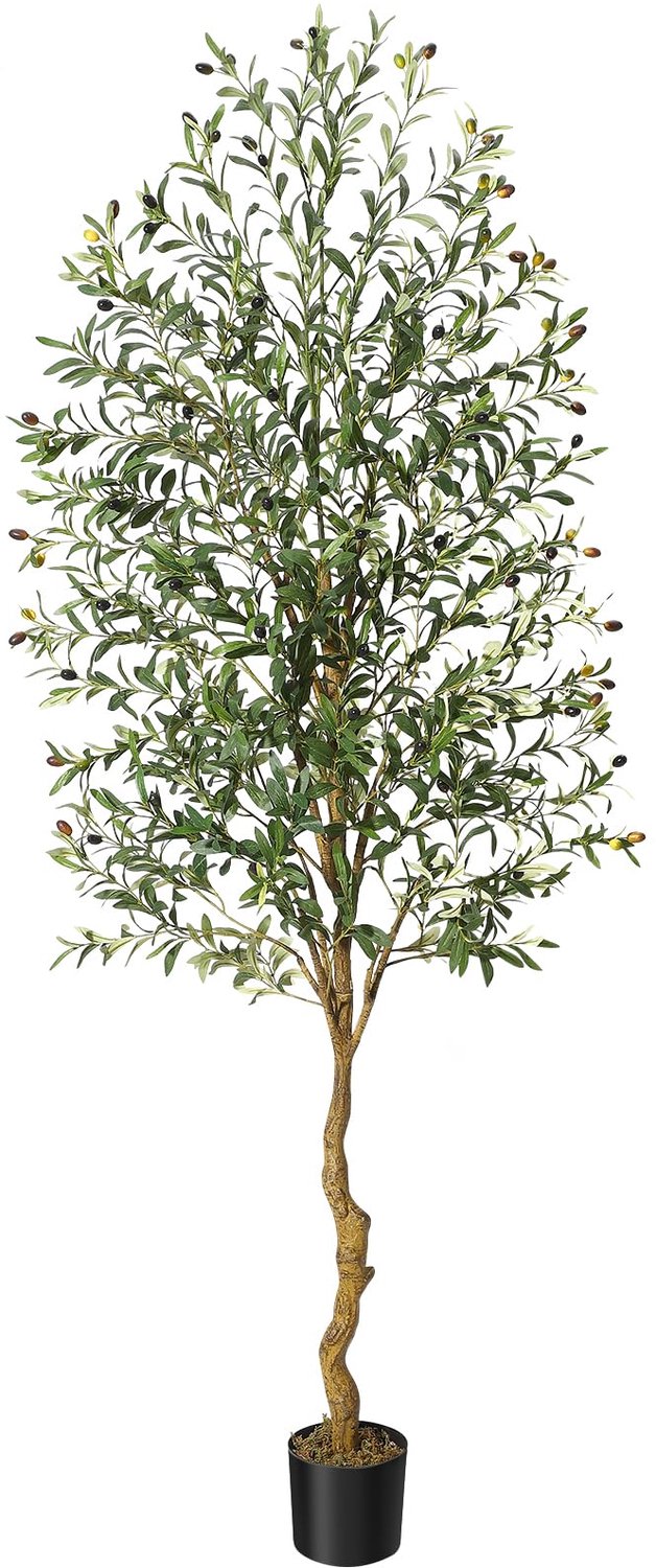 Triumpunpre Kunstmatige Olijfboom 180 cm Hoog, Nep Zijden Olijfbomen voor Decoratie in Huis, Kantoor en Woonkamer, Binnen Nep Potboom met Natuurlijke Houten Stam en Levensechte Vruchten Groen
