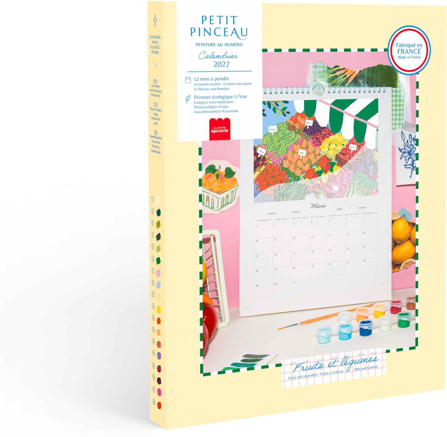 La Petite Épicerie Petit Pinceau Schilderkalender 2027 Fruit en Groenten – DIY Wandkalender met Schilderen op Nummer Creatieve Hobbyset