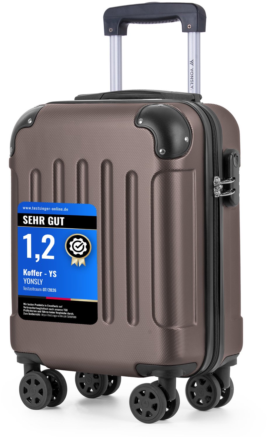 YONSLY Handbagage Koffer - 46x31x20 cm - Reiskoffer 25L - Braun