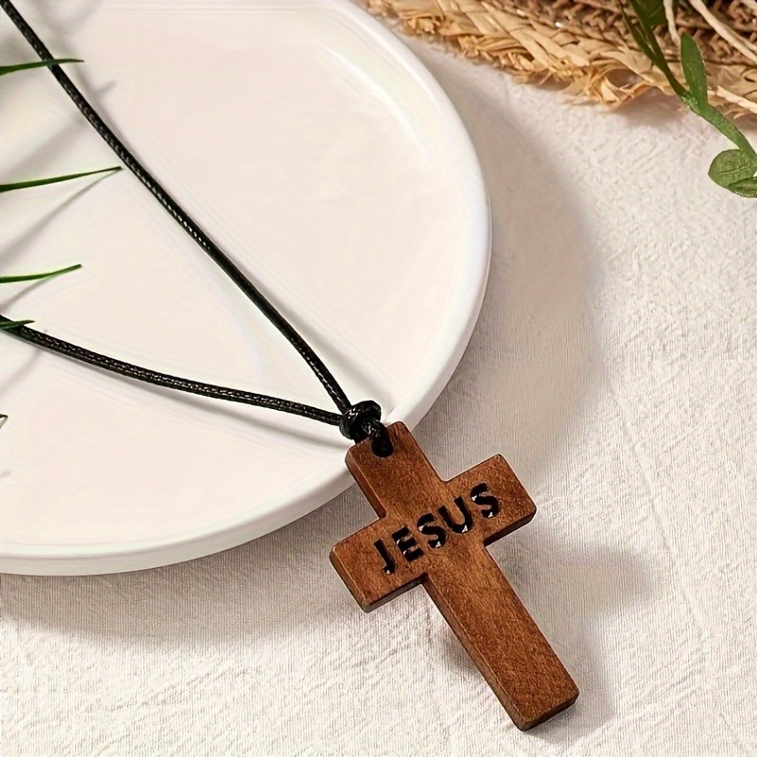 VANDAAG VERZONDEN - Ketting - Hout - 5cm - Kruis smal - Christelijk - Jesus Jezus