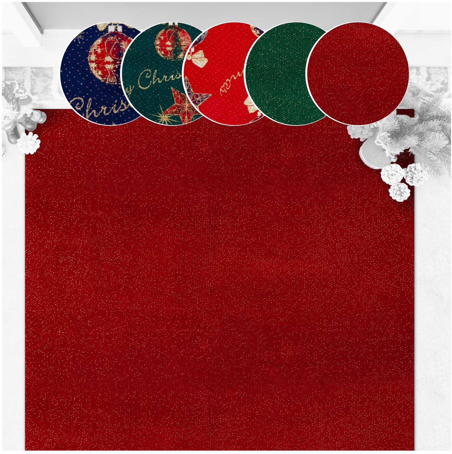 ANRO Effen Kerstloper Rood 100x300 cm - Glitter - Antislip