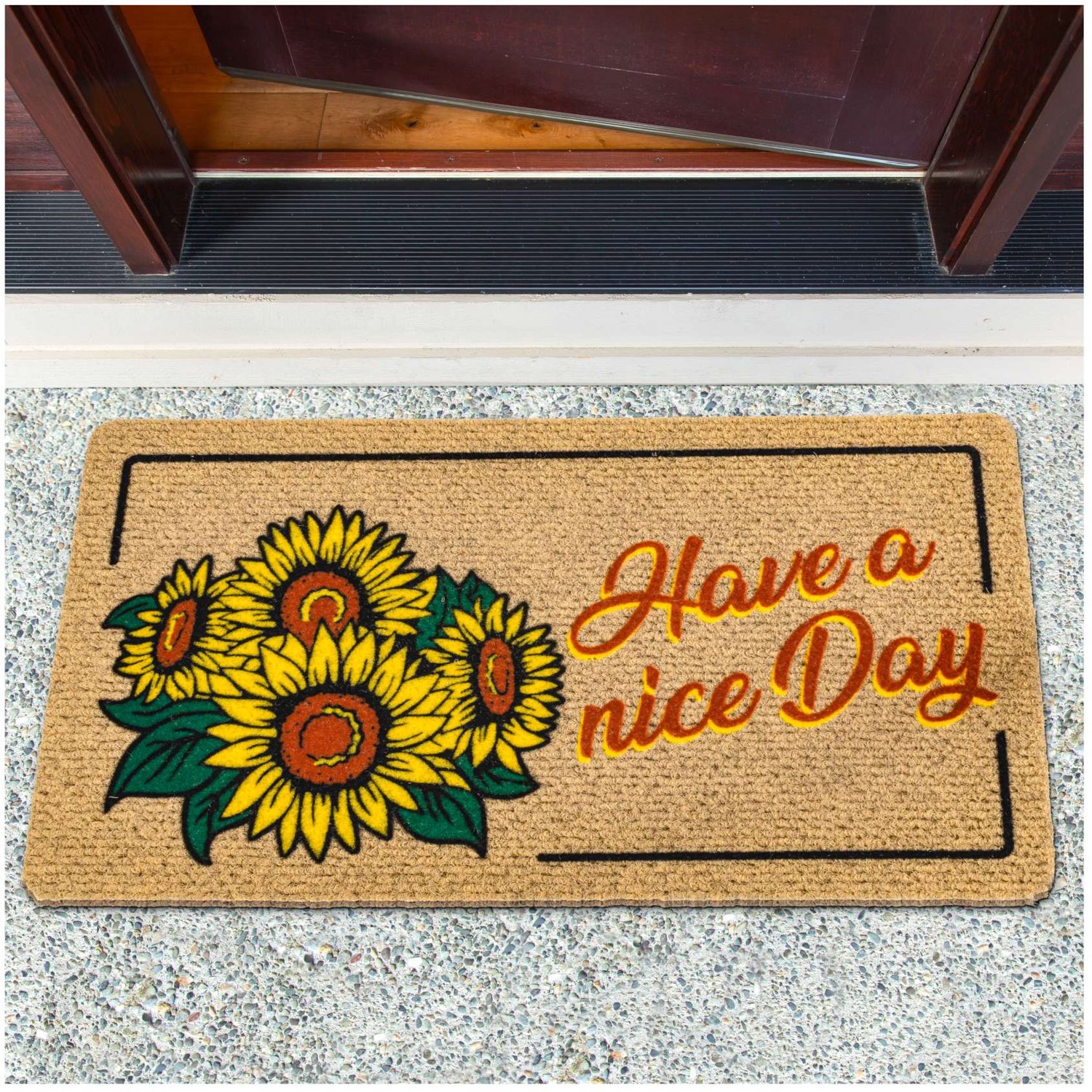 ANRO Have a Nice Day Deurmat Beige 40x70 cm - Antislip - 3D-effect