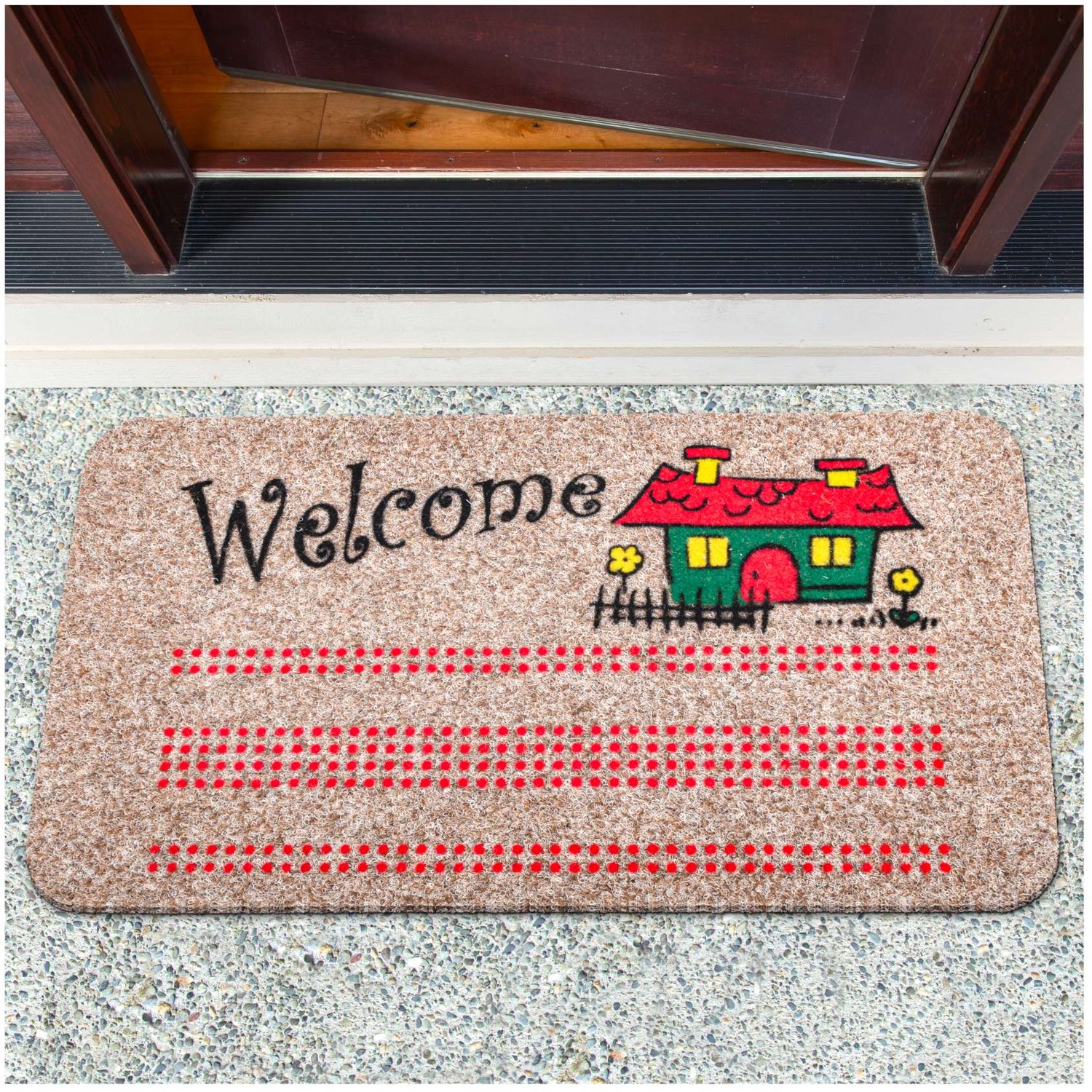 ANRO Welcome Huisje Deurmat Bruin 40x70 cm - Antislip - 3D-effect