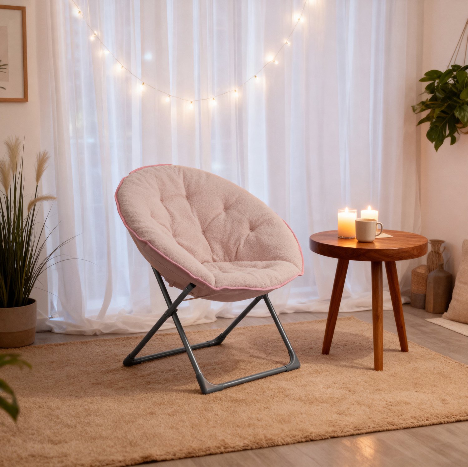 CHICFURN Klapstoel - Opvouwbaar - Zonder armleuningen - Roze