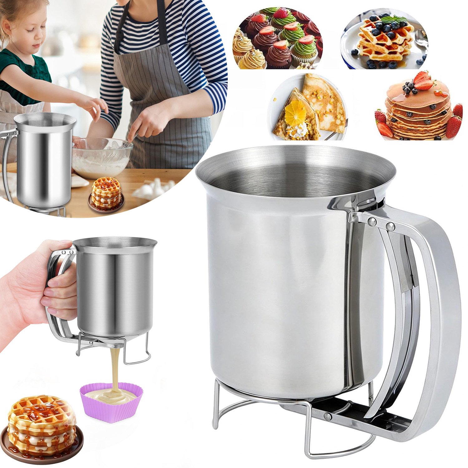 Beslagscheider, Handmatige Pannenkoeken Schenker Van Roestvrij Staal, Handmatige Kook Trechter Dispenser, Bakgereedschap Voor in de Keuken.
