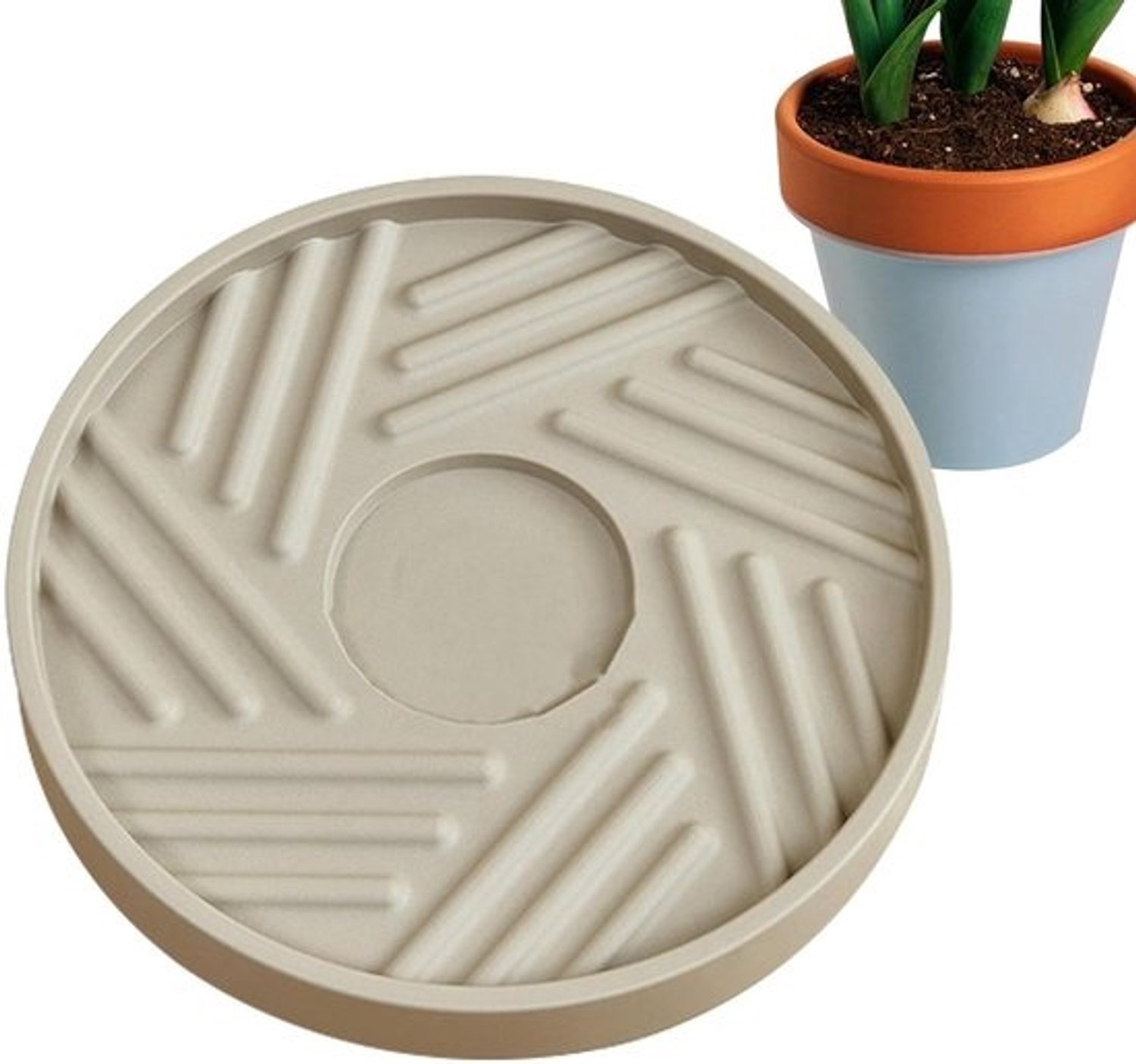 Plantenbakonderstel - Planthouder op wielen - Om planten te verplaatsen - Stille rubberen wieltjes - 40 x 36 cm - Beige