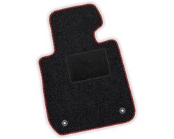 Moltico Velours Serie - Automatten Set (4 stuks) - Geschikt voor Citroën C1 II / Peugeot 108 / Toyota Aygo II - Rode Bies - Perfecte Pasvorm