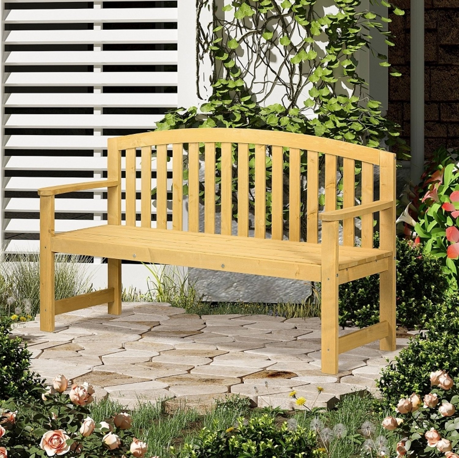 CHICFURN Tuinbank - 2-zits - Met rugleuning - Oranje