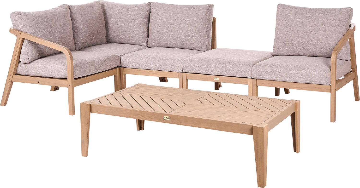 Beliani RIVELLO - Hoekloungeset met tafel 5-zits - Lichtbruin - Acaciahout