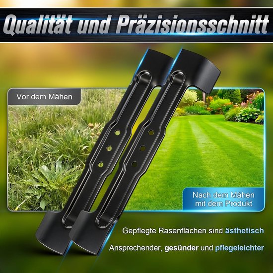 Vervangingsmessen 2-delig - zwart staal - compatibel met Bosch Rotak 37 Li-serie - eenvoudig te installeren - ServiceTopper — afbeelding 2