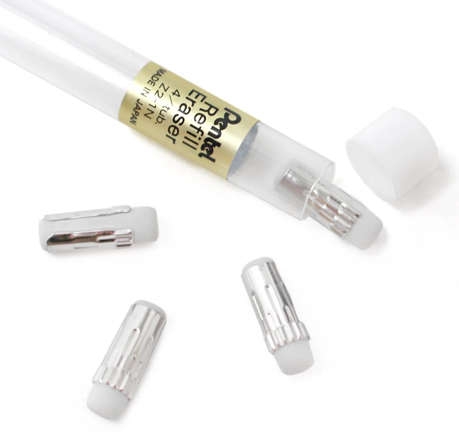 Pentel Gumvullingen voor Orenz Vulpotloden – Set van 4 + 2 Extra Gumvullingen met Reinigingsnaald