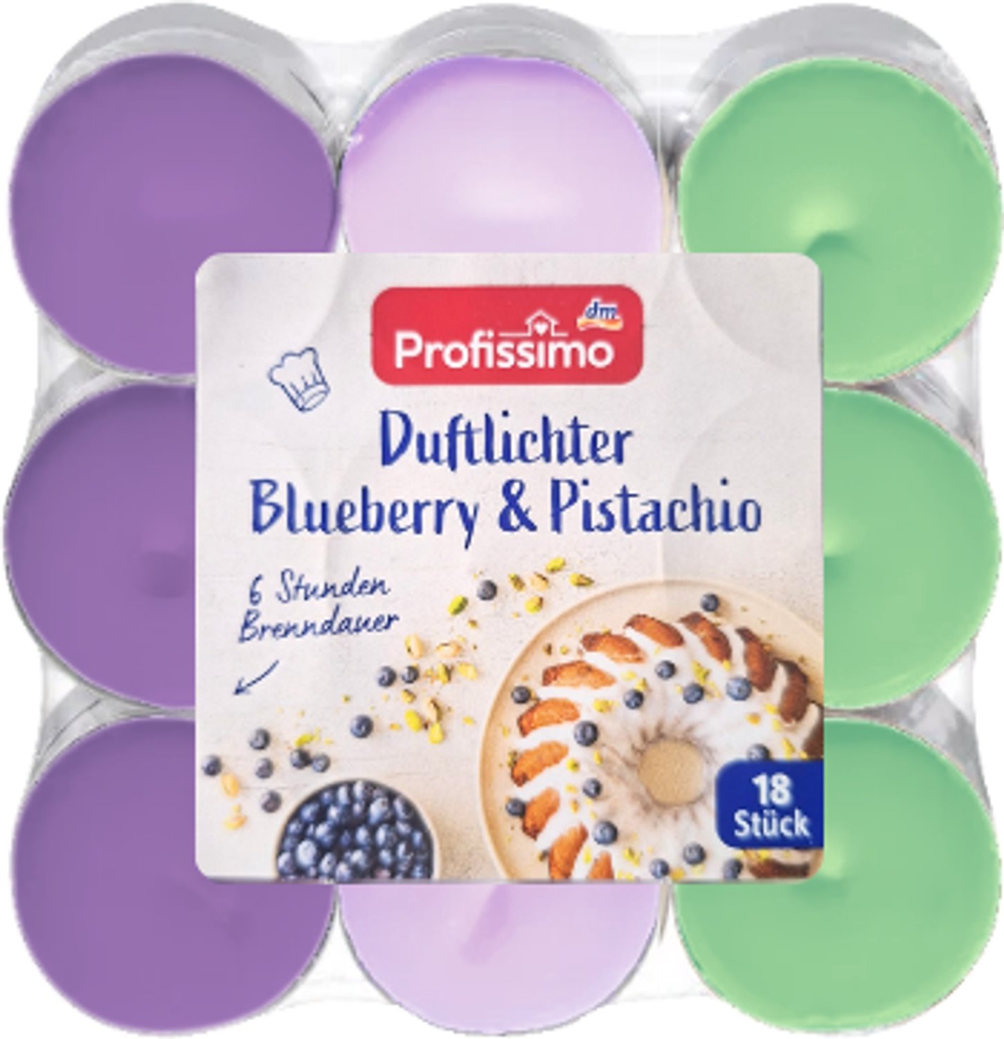 Geurtheelichtjes Blueberry Pistachio - 18 stuks | Geurkaarsjes met Blauwe Bes & Pistachegeur - Theelichtjes - Brandduur: 6h