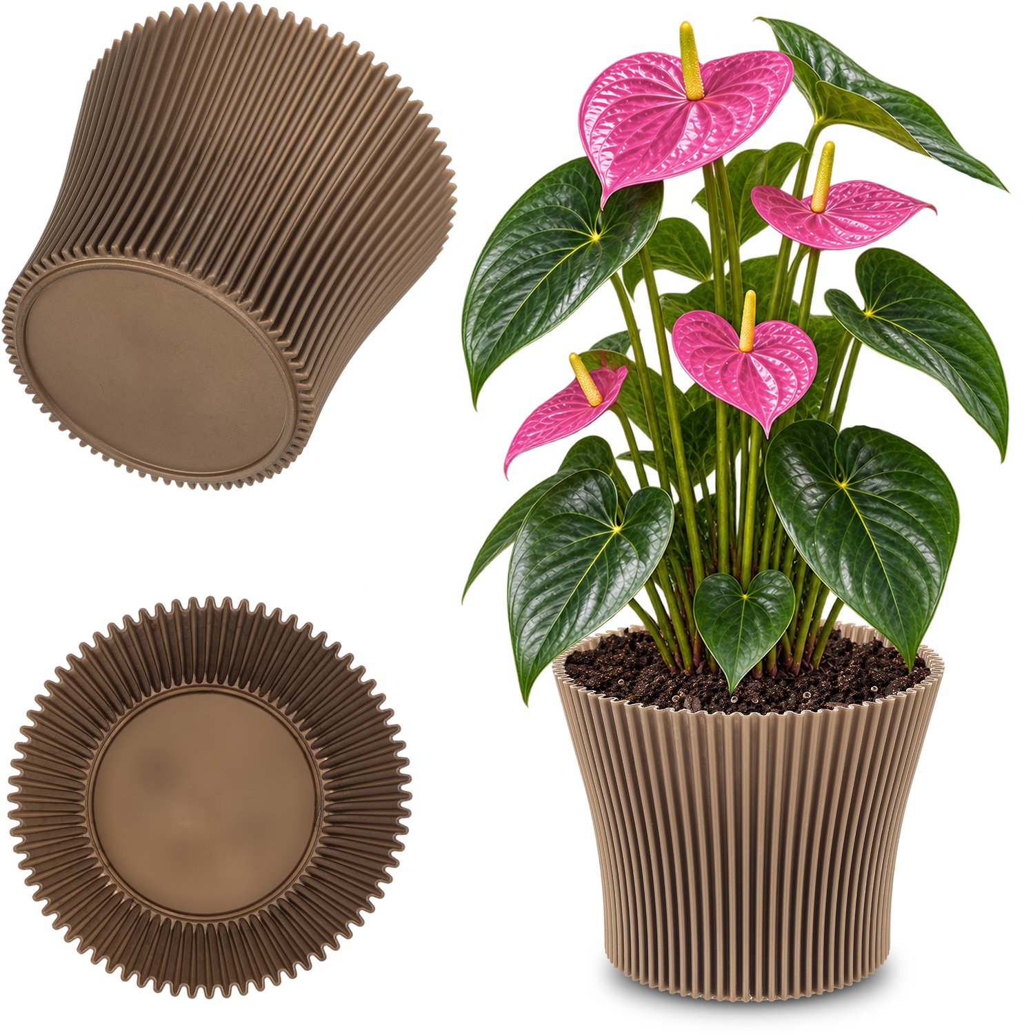 KADAX Kleine kunststof plantenpot voor vetplanten en kruiden, moderne bloempot voor binnen en buiten (goud, 16 cm)