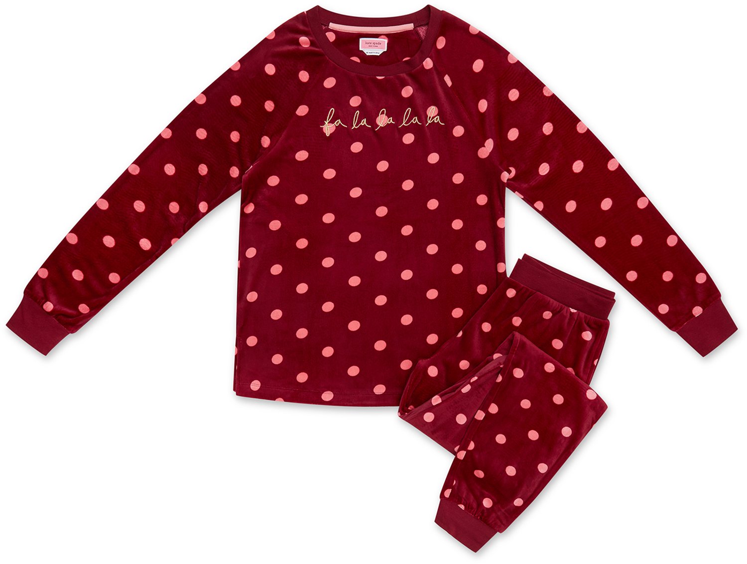 ESOTIQ Kate Spade - Rekbare Fluwelen Pyjamaset - Dames - Rood