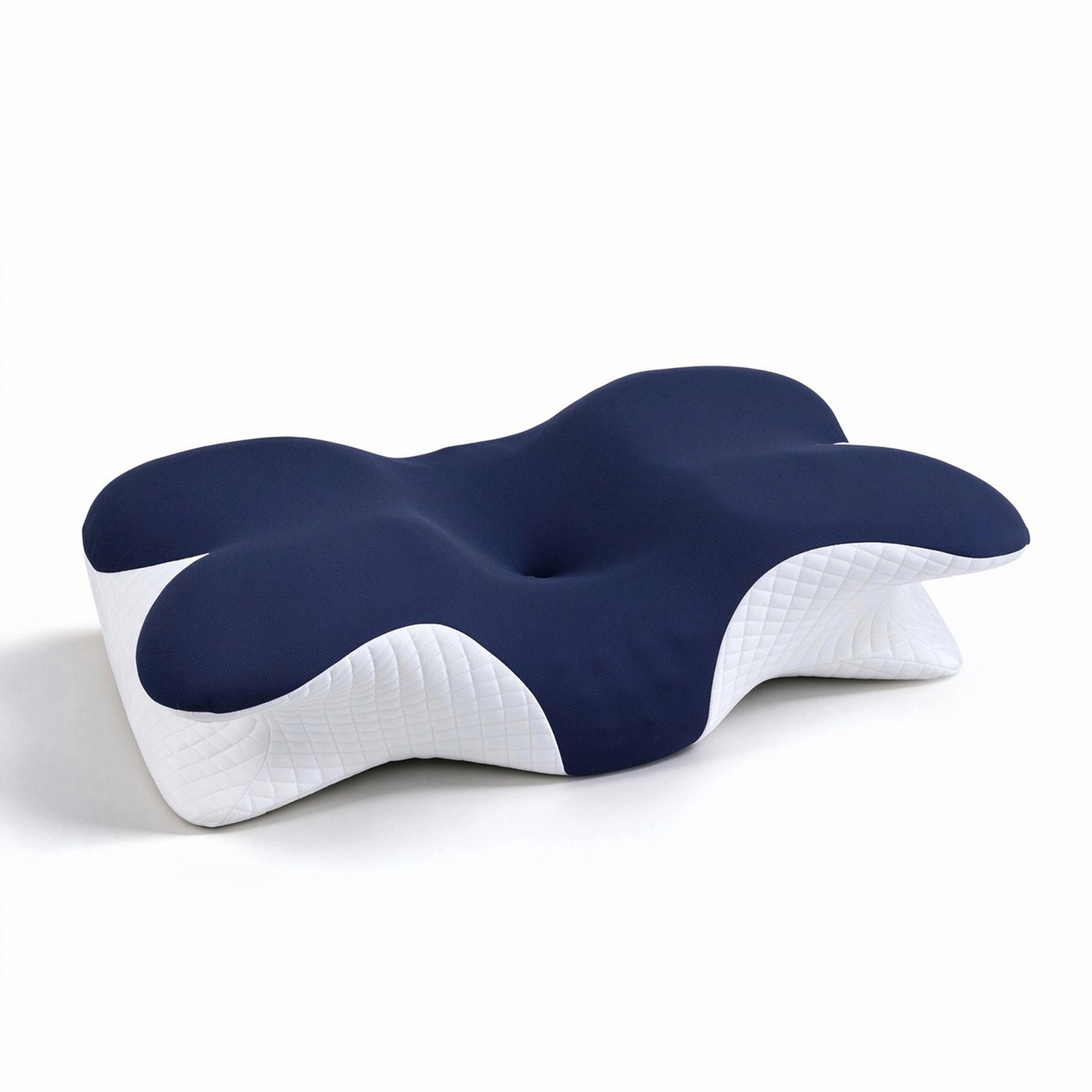 ZENOA Ergonomisch slaapkussen marine blauw - Traagschuim vlinderkussen - Buik- en zijslapers - Anti snurk kussen - Inclusief extra kussensloop
