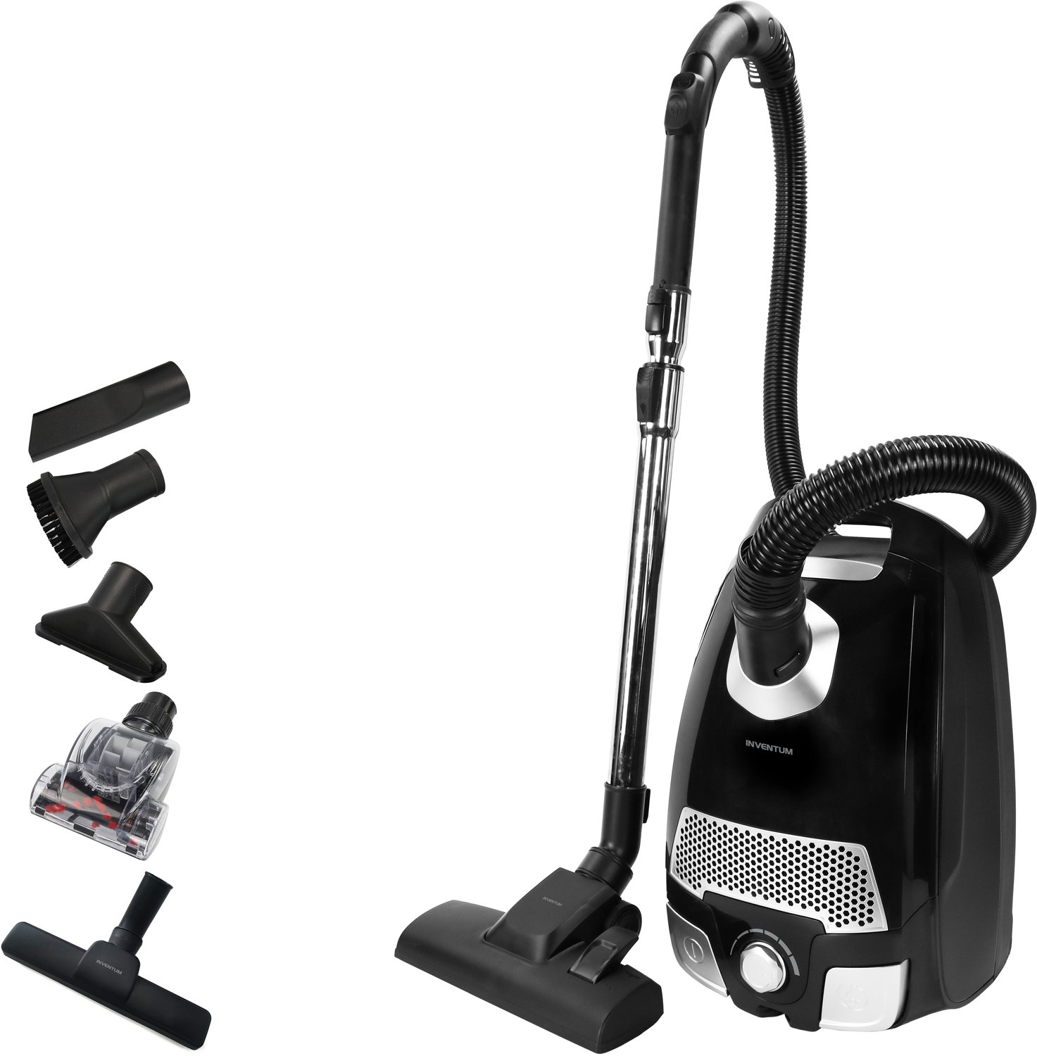 Inventum ST309ZZA Stofzuiger met zak - 3L - HEPA 14 - 4 zwenkwielen - Dierenharenborstel - Zwart