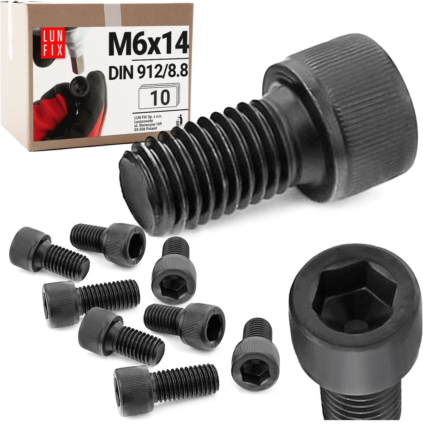 Zylinderkopfschroeven Zwart M6x14 mm - 10 stuks - DIN 912 - Vol draad - Staal verzinkt