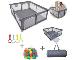 EuroBaby® Mova Grondbox Baby Box, Speelbox & Kinderbox voor Veilig Spelen – Inclusief Ballen, Trekringen & Opbergtas - Playpen - 180x150 CM