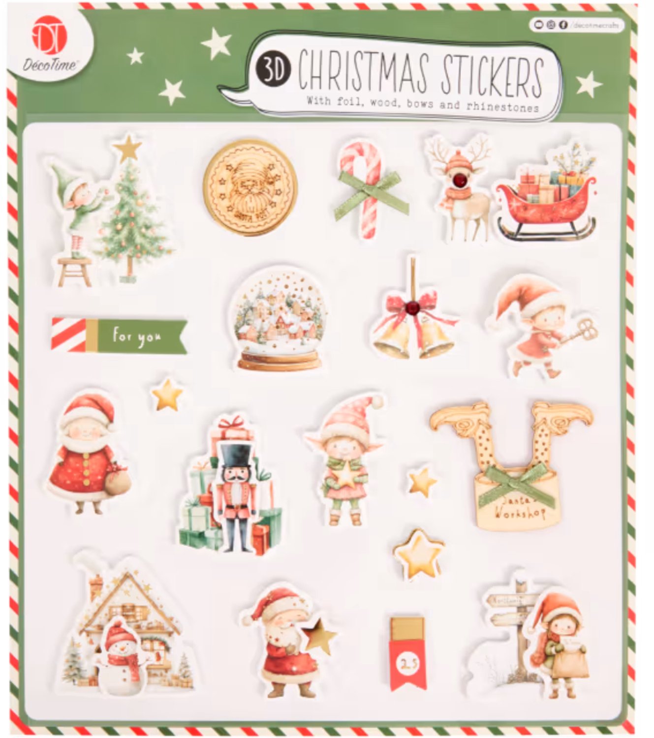 DécoTime kerststickers - Met 3D-effect & Glittervulling - Kerst