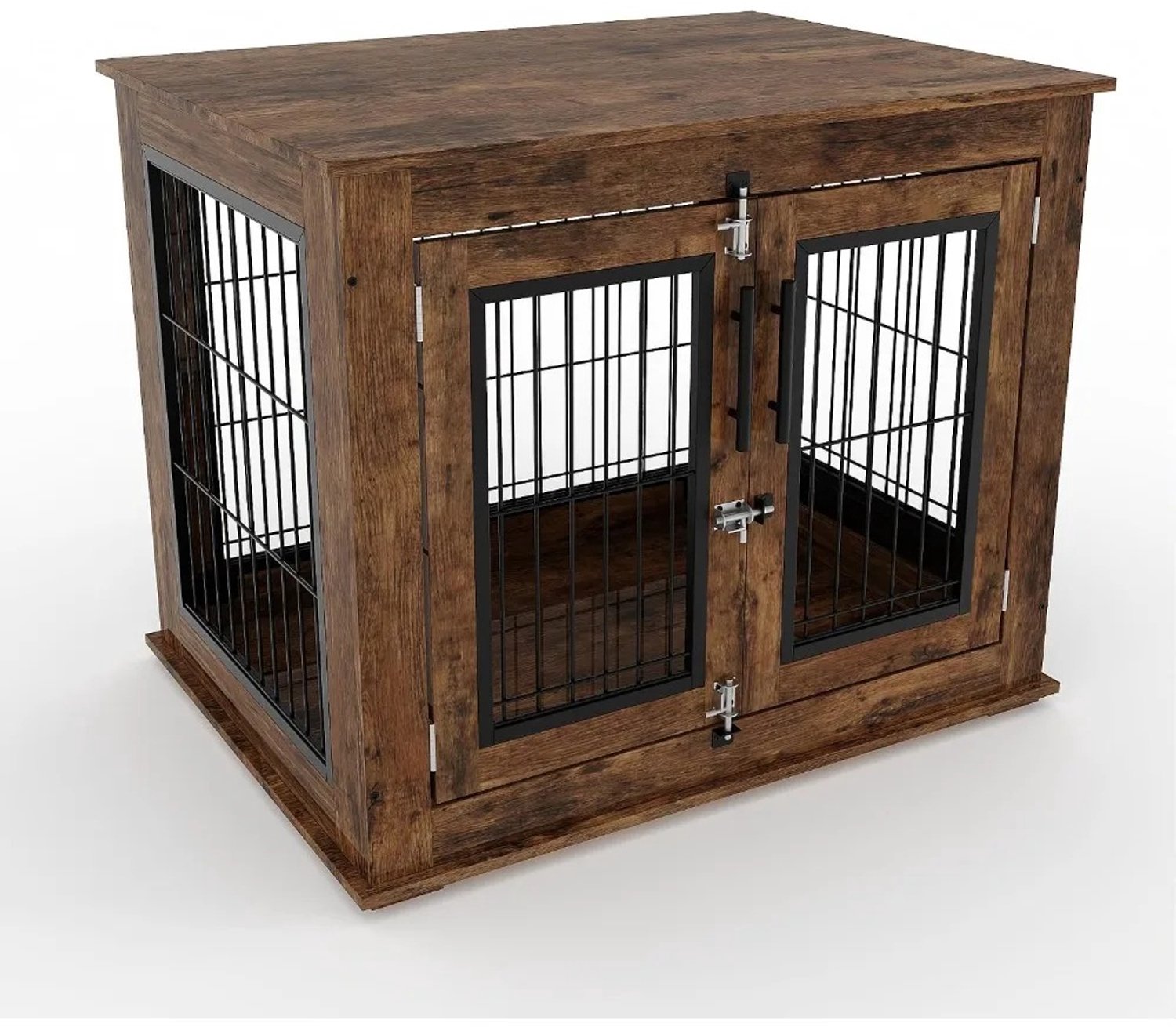 VILIMA - Hondenbench - Hondenbench meubel - 80×60×66 cm - Modern - Dubbele afsluitbare deuren - Bijtbestendig - Ontsnappingsveilig