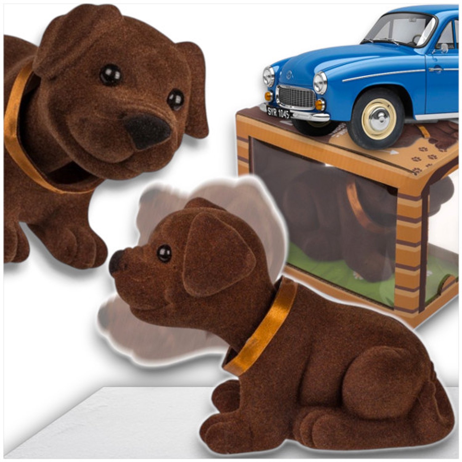 Kiwende Hoofd Hondje Auto Accessoire - Retro Jaren '80/'90