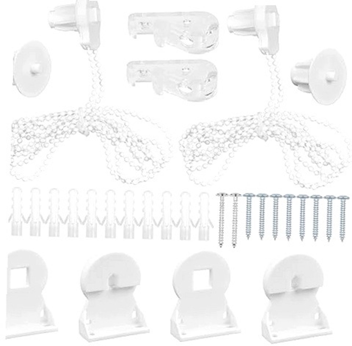 Set van 2 witte kunststof rolgordijn ophangbeugels 25mm