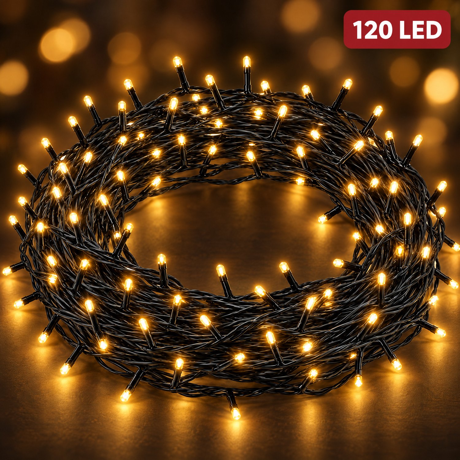 Cheqo® Kerstverlichting 120 LED - 9 Meter - Warm Wit - Kerstboomverlichting - Kerstlampjes - LED Verlichting - Lichtsnoer - Feestverlichting - voor Binnen en Buiten - Sfeerverlichting - Tuinverlichting - met Timer - Dimbaar - IP44