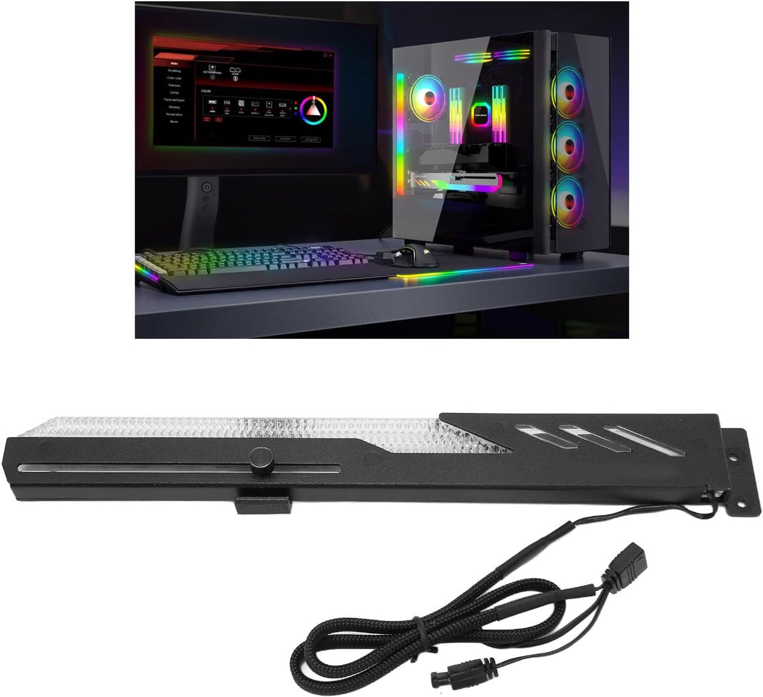 Dailygoods- GPU Beugel - Verstelbare Grafische Kaart Houder - RGB Achtergrondverlichting - Metaal - Inclusief Schroeven - Eenvoudige Schuifaanpassing - Grafische Kaarthouder